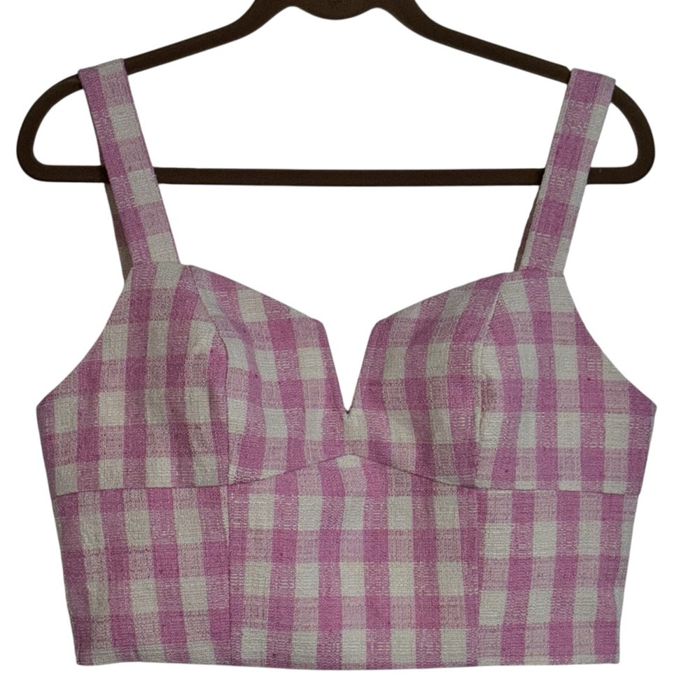 Fashion Nova Tweed Corset Top Pink Combo Size Medium